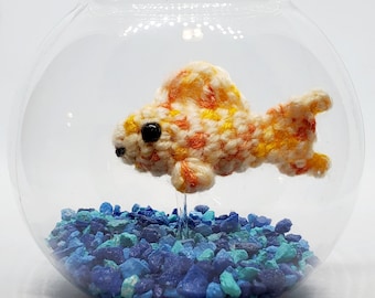 Amigurumi Goldfish Bowl, Crocheted Fish, Custom Aquarium Decor