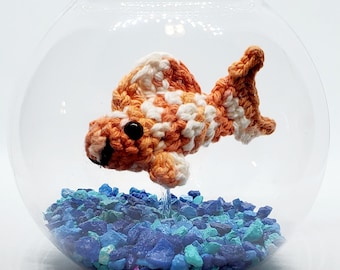 Amigurumi Koi Fish Bowl, Custom Crocheted Aquarium Decor
