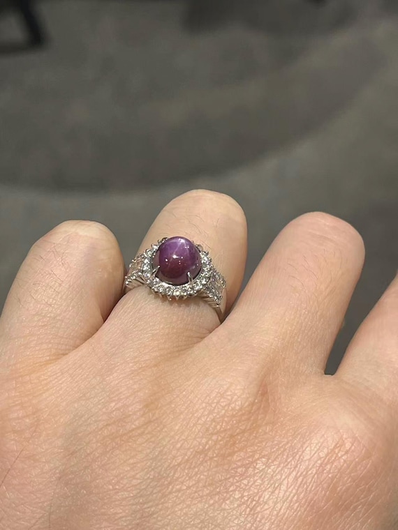 Certification Vintage Burmese Star Ruby Ring 5.42… - image 4