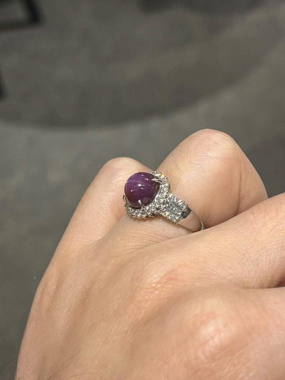 Certification Vintage Burmese Star Ruby Ring 5.42… - image 3