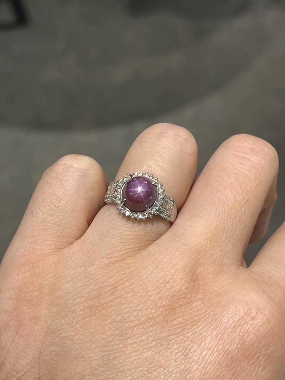 Certification Vintage Burmese Star Ruby Ring 5.42… - image 1