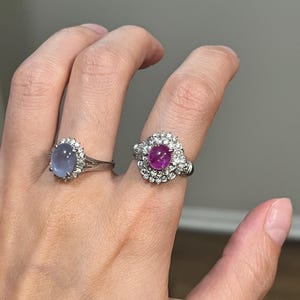 Anel vintage de rubi birmanês em platina com halo de diamantes – Anel marcante com rubi natural de 2,23 ct / Rubi natural / peça única / presente para ela / Pedra de nascimento
