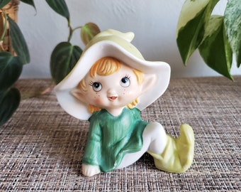 Vintage Homco Pixie Figurine, Fairy, Elf Figurine