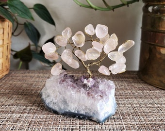 Amethyst and Rose Quartz Crystal Money Tree