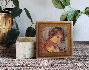 Edna Hibel Marble/Granite Trinket Box, Mother and Child