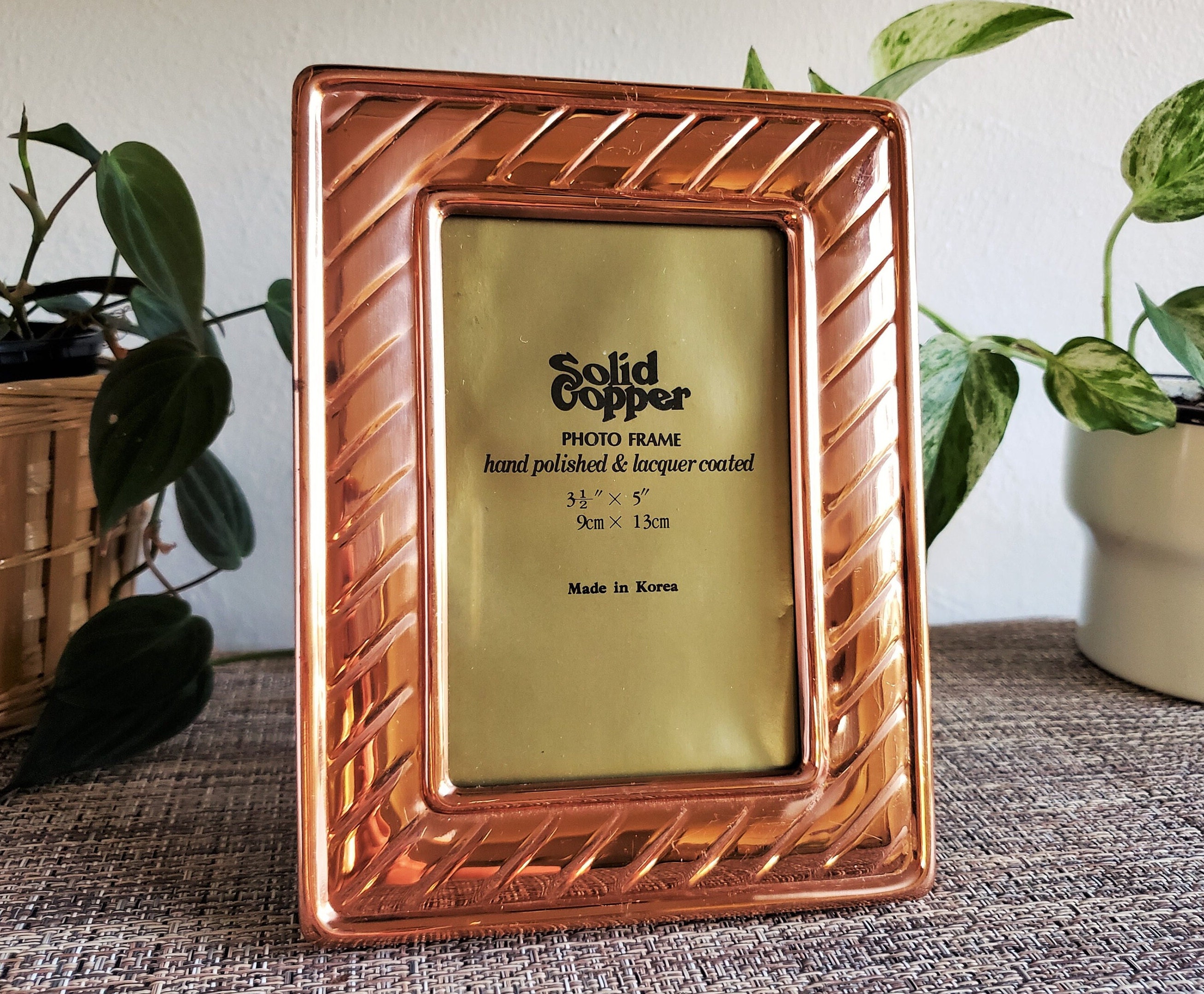 Vintage Solid Copper Photo Frame, 5 X 3.5, Made in Korea 