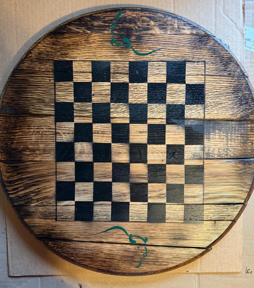 Bourbon Barrel Head Chess/ Checker Board - Etsy