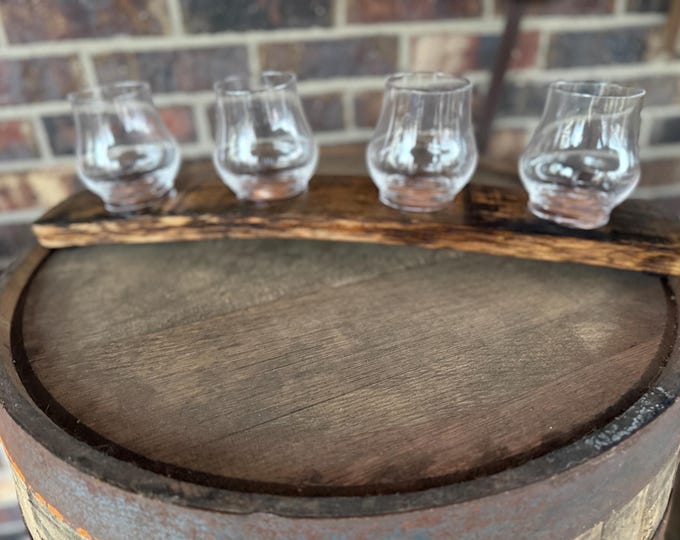 Bourbon Barrel Stave Flight with 4 Tasting Glasses
