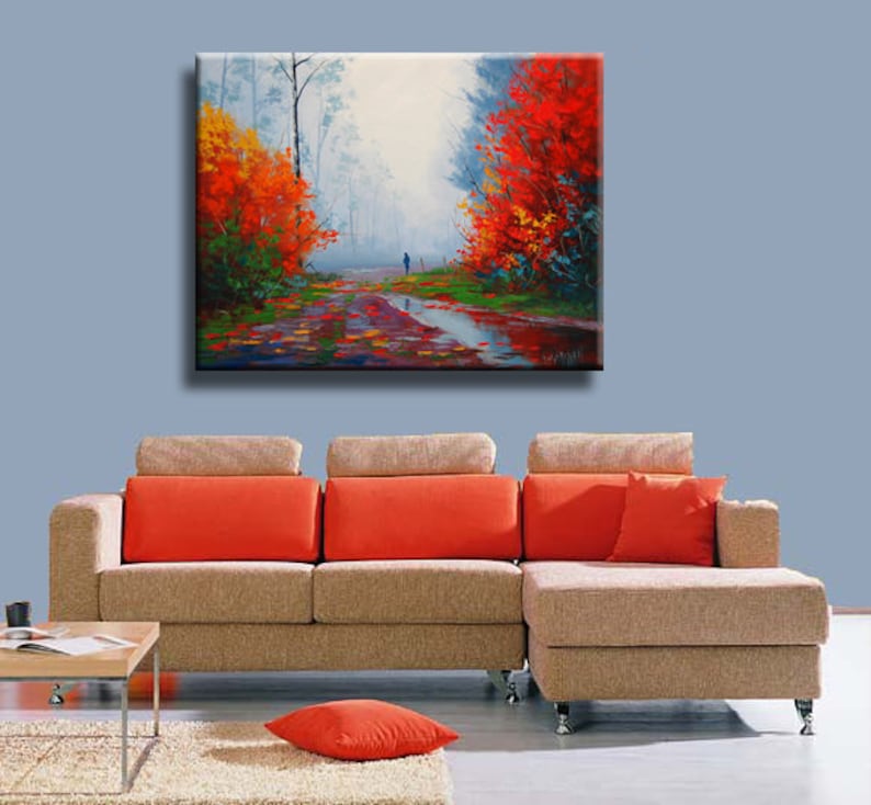 LARGE OIL PAINTING Autumn Landscape Trees Painting Impressionism by ...
