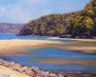 Beach Paintings, beach , sydney,  Original oil painting,  coastal seascape, beach scene, turquoise water, ocean coast, headland