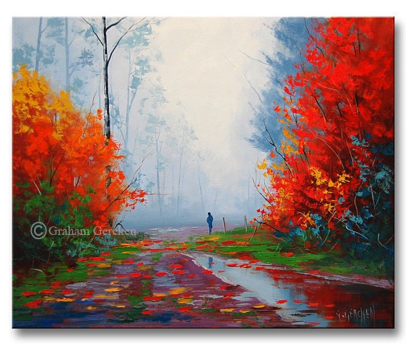 Large Oil Painting Autumn Landscape, Autumn Landscape Painting For Beginners