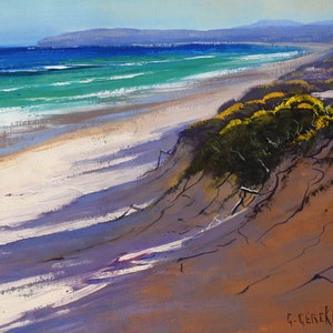 beach dunes, BEACH Painting, coastline on canvas, Original oil painting, beach decor, dunes painting, coastal scene, seascape, australia image 1