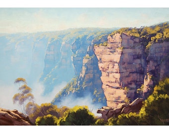 BLUE MOUNTAINS Oil PAINTING Katoomba Cliffs  nsw Australian Landscape Wall Art on Canvas