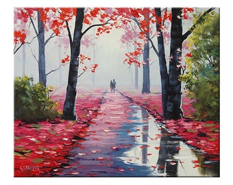 秋の油絵 木の絵 秋の絵画 アートワーク グラハム・ガーケン - Etsy 日本