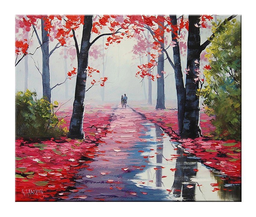 Award Winning Artist Tree Paintings Pink Wall Art Landscape by G.gercken 