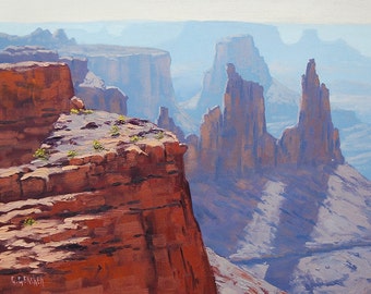 CANYON PAINTING DESERT Landscape Painting Traditional Art by listed Artist G.  Gercken