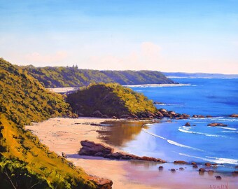 Beach Paintings, beach , Australia,  Original oil painting,  coastal seascape, beach scene, turquoise water, ocean coast beach walk