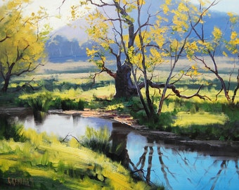 REALISTIC LANDSCAPE Painting Impressionist Oi Painting canvas art tree by G.Gercken