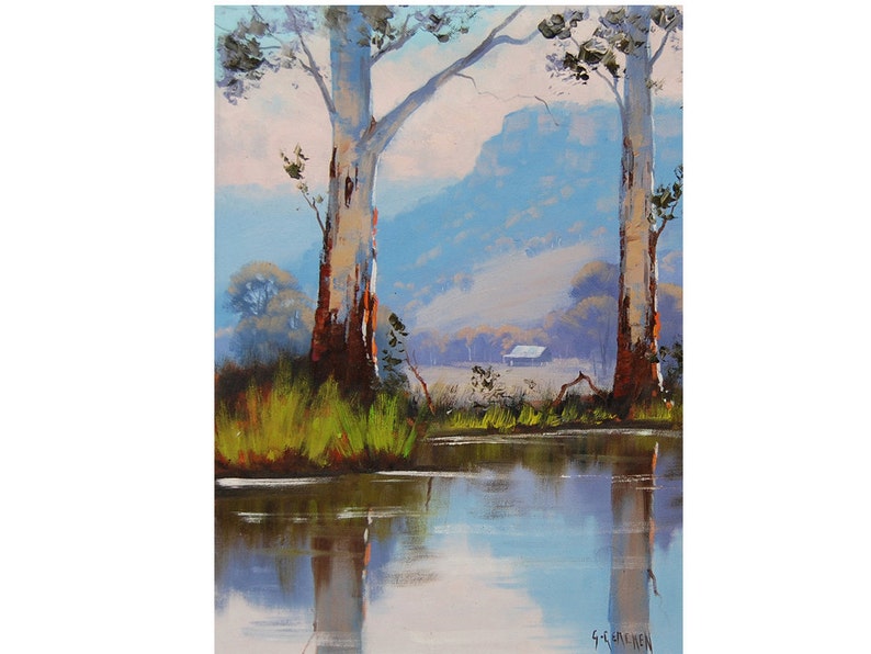 Ready To Hang australian landscape painting gum trees fine art Etsy