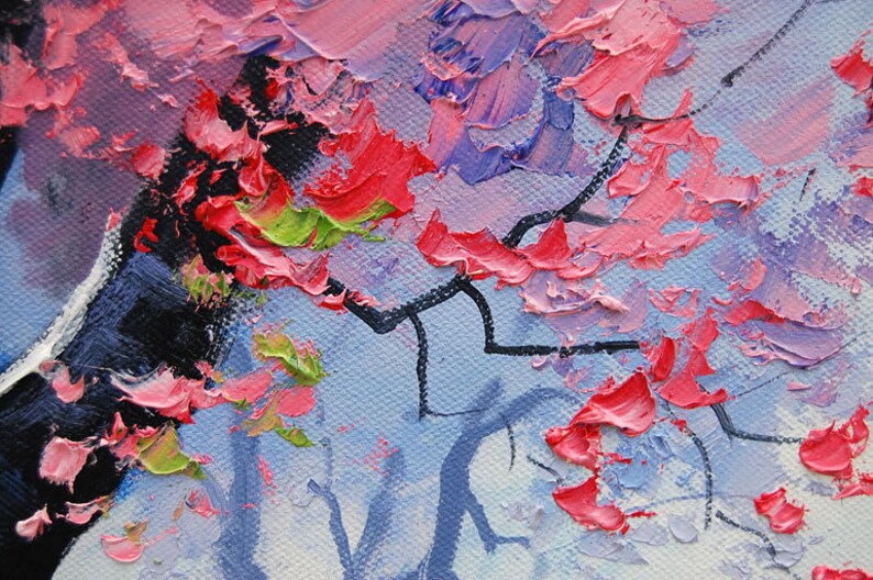 PINK WALL ART Decor Tree Paintings Pink Landscape Trees River Etsy