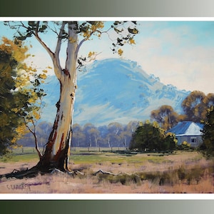 FARM PAINTINGS Australian gum tree landscape impressionist artwork by Graham Gercken