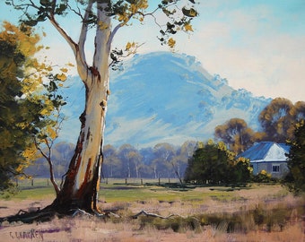 FARM PAINTINGS Australian gum tree landscape impressionist artwork by Graham Gercken