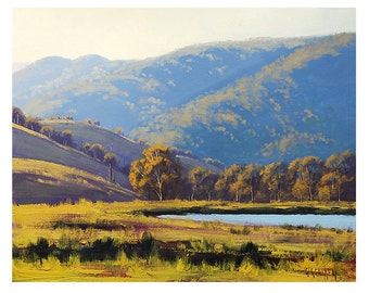 LARGE LANDSCAPE PAINTING afternoon sunlight lithgow Australian Listed Artist by Graham Gercken