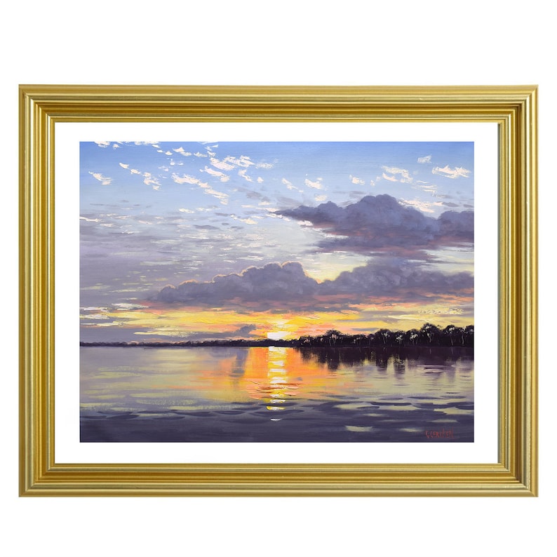 large sunset Painting, sunrise painting,ocean sunset, ocean sunrise, clouds, sunset, beach sunset image 2