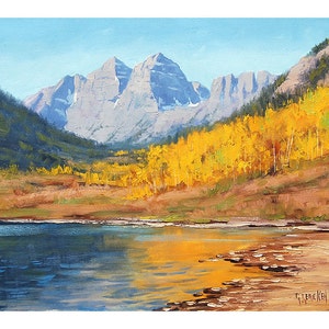 GRANDE paesaggio pittura Moroon campane Colorado dipinto le montagne rocciose paesaggio Graham Gercken