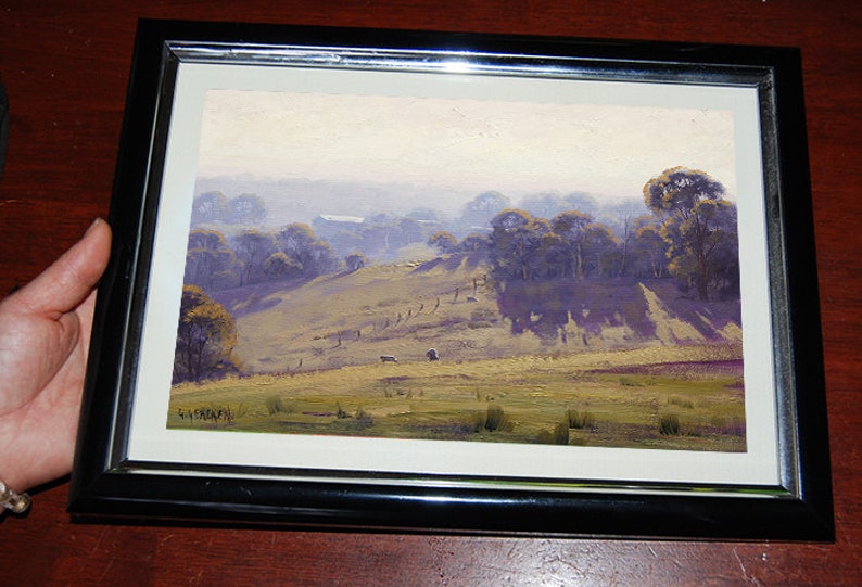 Landscape Print sheep prints farm prints painting prints Pastoral Landscape image 2