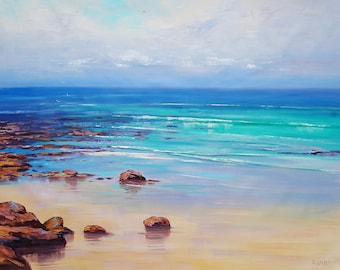 BEACH PAINTING impressionist Beach scenes Original  art by Graham Gercken