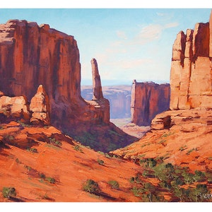 CANYON PAINTING DESERT Landscape Painting Traditional Art by listed Artist G.  Gercken