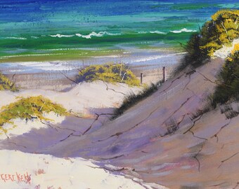 Sandy Beach Dunes Original Coastal landscape by listed Australian artist  Graham Gercken