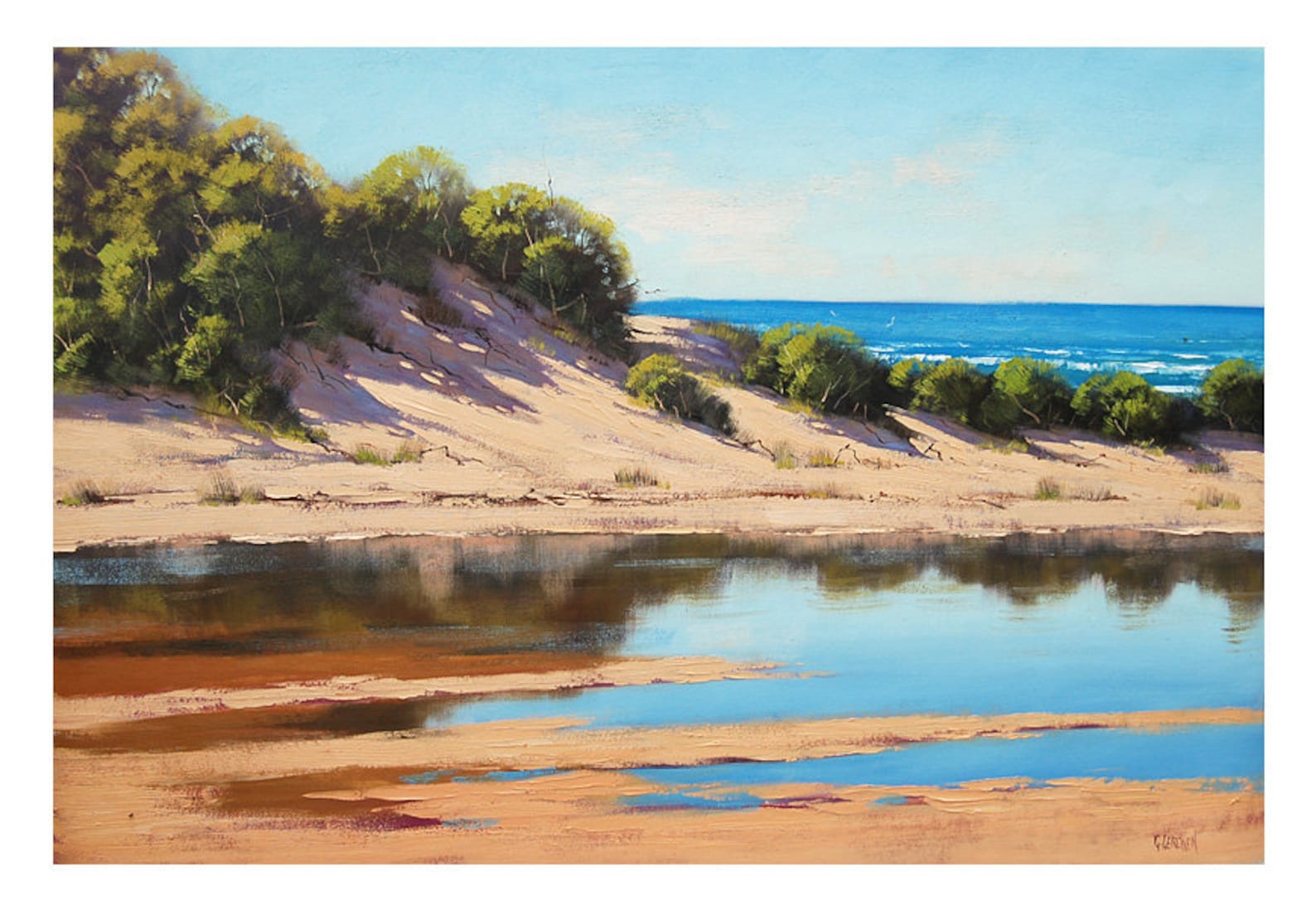 BEACH PAINTING Sand Dunes Original Oil Wall Art by Australian Artist G
