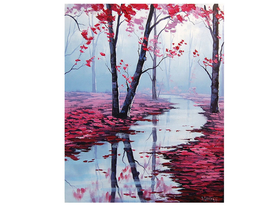 PINK WALL DECAL Tree Painting River Landscape Seasons Graham Gercken