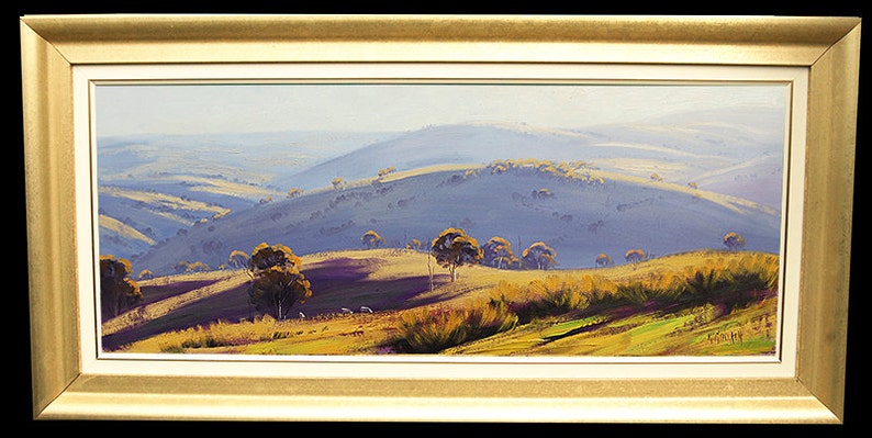 ORIGINAL Australian landscape painting Afternoon light grazing | Etsy