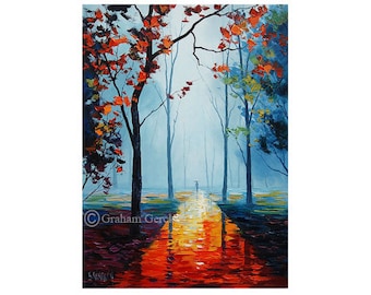 秋の油絵 木の絵 秋の絵画 アートワーク グラハム・ガーケン - Etsy 日本