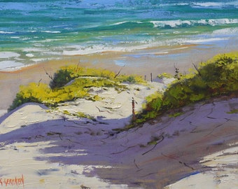 Beach print , painting prints, beach scene, beach picture , sand dunes, turquoise ocean  downloadable prints from my Original Oil Painting