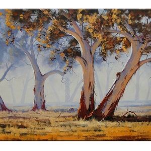 TREES Oil PAINTING Australian artwork Summer landscape Painting by G.Gercken