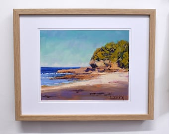 Beach Headland  original framed oil painting impressionist seascape by Graham Gercken
