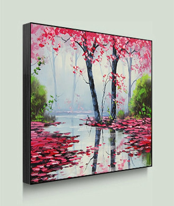 Award Winning Artist Tree Paintings Pink Wall Art Landscape by G.gercken 