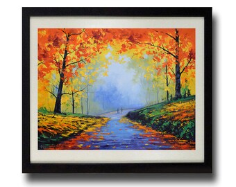 リトグラフ版画　作者不詳サインありk.Ito 「Autumn」 リトグラフ版画 作者不詳サインありk.Ito 「Autumn」 - メルカリ