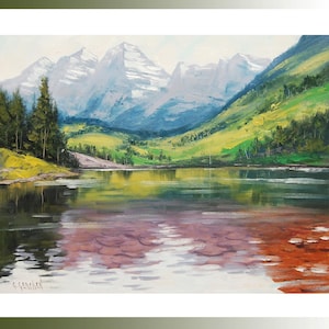 GRANDE paesaggio pittura Moroon campane Colorado dipinto le montagne rocciose paesaggio Graham Gercken