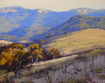 Australian Landscape, Kanimbla valley, blue mountains,  Landscape Painting, oil painting, gum tree, traditional, Gercken, pastoral