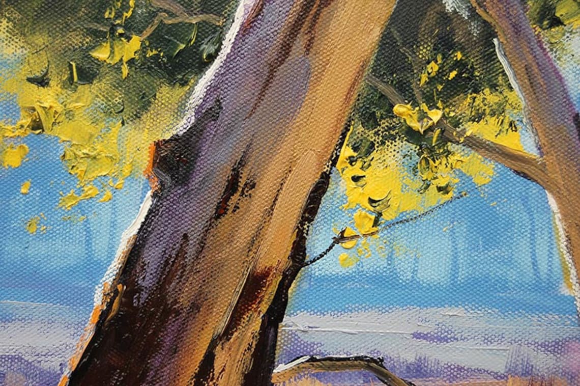 LANDSCAPE OIL PAINTING Tree Painting Rural Landscape Realistic Oil on