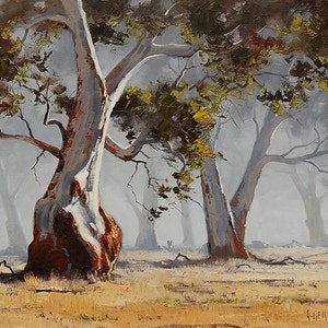 LARGE TREE PAINTING  Australian artwork  Eucalyptus landscape by G.Gercken