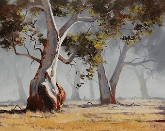 LARGE TREE PAINTING  Australian artwork  Eucalyptus landscape by G.Gercken