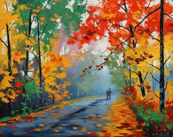 Autumn Oil PAINTING, Trees painting, Original Painting, colorful painting,  artwork by Graham gercken