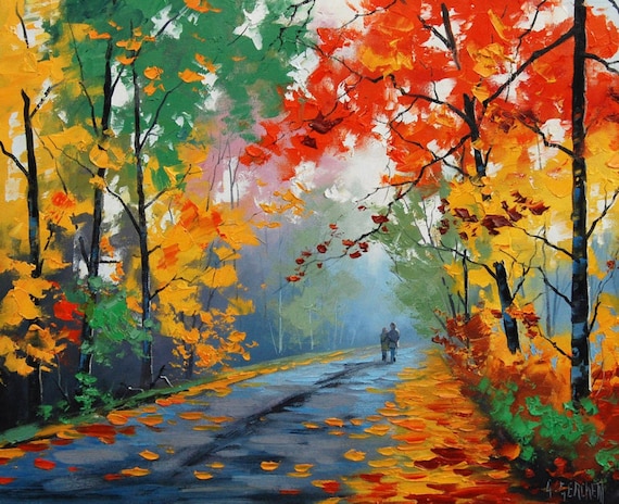 Pintura al óleo de otoño, pintura de árboles, pintura original, pintura  colorida, obras de arte de Graham gercken -  España