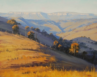 BLUE MOUNTAINS LANDSCAPE painting Original Oil Summer Landscape by Graham Gercken